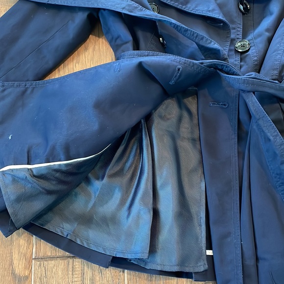 Banana Republic Navy Dark Blue Blazer trenchcoat Jacket with Flare - Picture 6 of 9